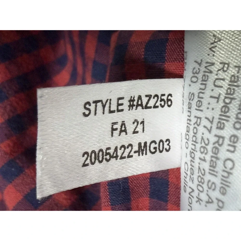 J Crew Slim Fit Flex Washed Red Navy Gingham Check Button Down Mens XL Preppy